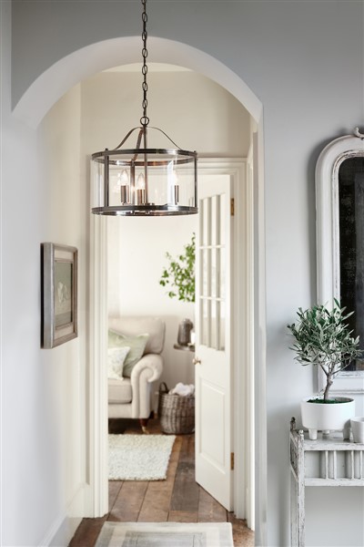(image for) Laura Ashley Harrington 3lt Pendant Polished Nickel Glass